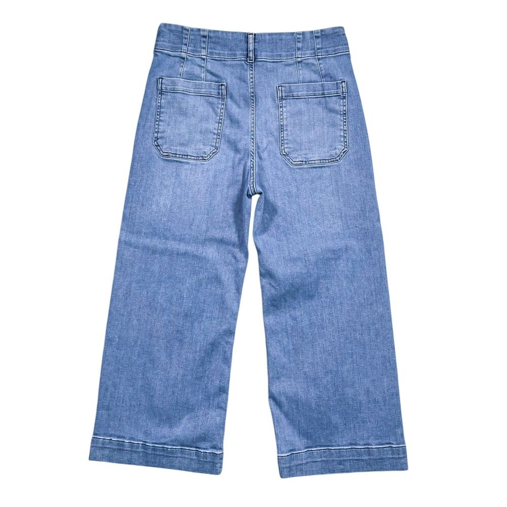 Maeve Womens 31P The Colette Cropped Wide Leg Jeans High Rise Blue Denim Casual - Picture 2 of 9